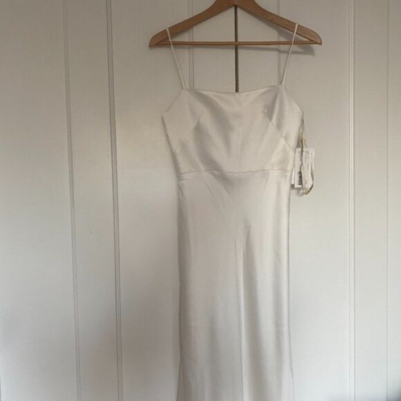 NWT Jenny Yoo Claudia Silky Slip Ivory Dress Bridal Party Bachelorette Size 12 - Picture 8 of 9